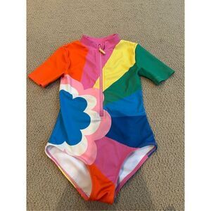 MINI BODEN Kids' Short-sleeved Swimsuit Multi Daisy Cloud Girls Boden 7/8y